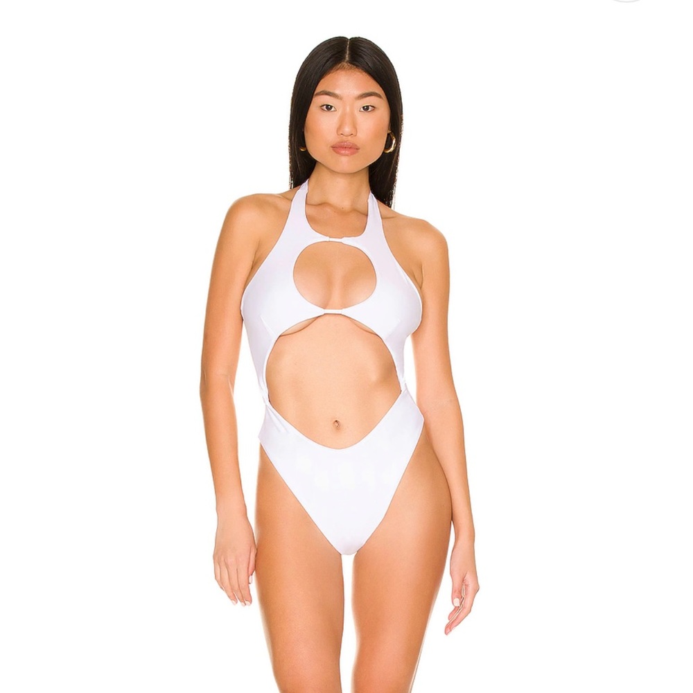 NWT Revolve Lovewave Aden One Piece Swimsuit Bodysuit Monokini White size XXS